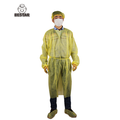 Το μακροχρόνιο επίπεδο 1 εσθήτων PPE μανικιών μίας χρήσης εσθήτα απομόνωσης με πλέκει το περιλαίμιο μανσετών